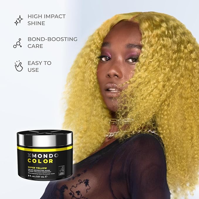 XMONDO Color Super Yellow Depositing Mask & Semi-Permanent Yellow Dye | Infused with Bond Booster Technology & Hyaluronic Acid for Nourishment, Revitalization & Repair, Vegan Formula, 8 Fl Oz 1-Pack