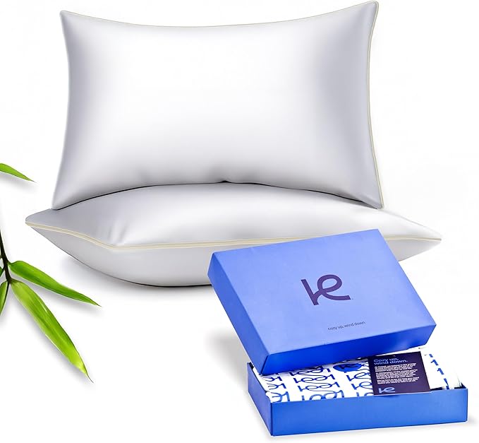 Kickoff Viscose Bamboo Pillowcase, King, Set of 2, 100% Organic Hidden Zippered Viscose Bamboo Pillow Case King Size, Cooling Pillow Cover for Hot Sleepers (20"x40", Trimmed, Buttercream)
