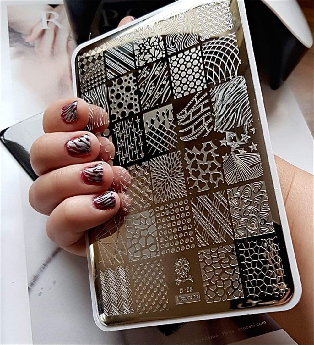 2pcs 9.5x14.5cm Nail Stamping Plates Geometry Skull Series Nail Art Stamp Templates Stencils Design Polish Manicure Stripe Dot Love Image Painting Nail Plate