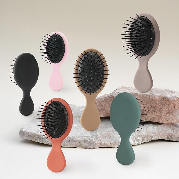 Mini Hair Bursh for Women,girls-Protable Travel Size Hair Brush for Pockets,Purse,backpack-Mini Detangler Brush for All Hair Types,Small Hair Brush for Detangling(Pink)