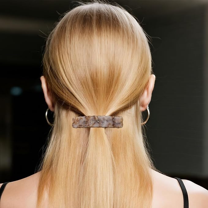 Hair Clips for Women,3.5 Inch Acetate Medium Hair Claw Clips for Women Thin Thick Curly Hair,Strong Hold No Slip Grip,French Classic Multicolor Barrettes Hair （Amber Brown Oblong）