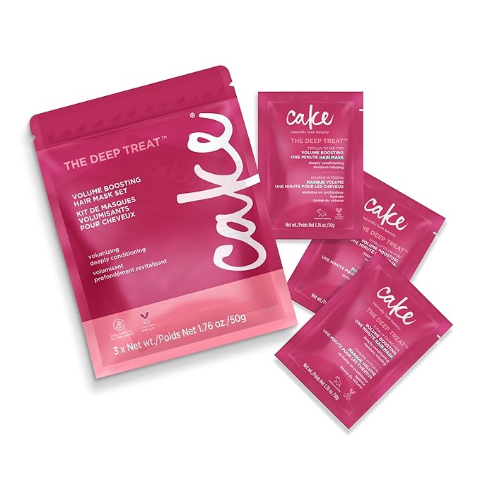 Cake Beauty Travel Hair Mask Set – Volumizing & Moisturizing Deep Treatment for Dry Hair – Hydrolyzed Rice Protein – TSA-Friendly, 3 x 1.76 oz Value Pack