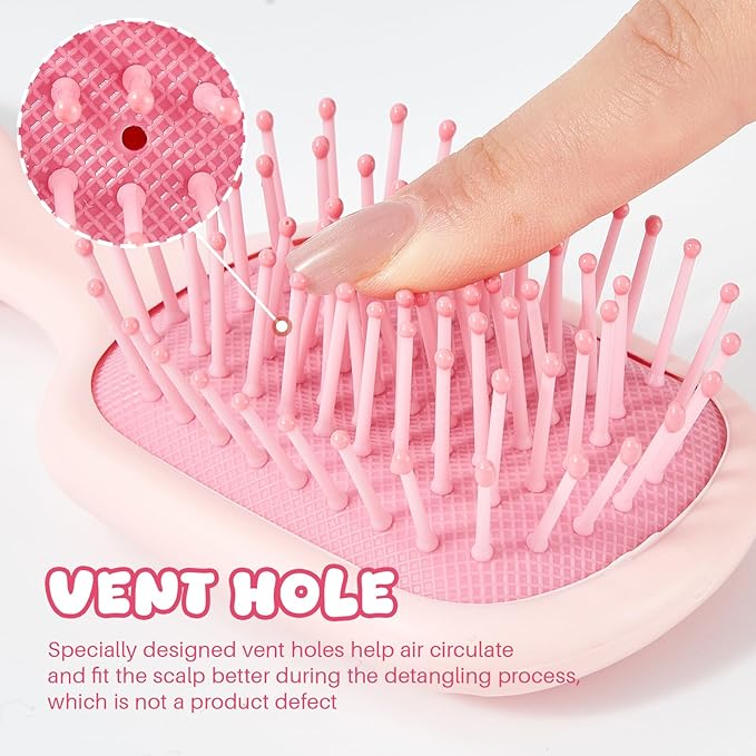 Mini Hair Bursh for Women and Girls, Protable Travel Size Hair Brush for Pockets Purses, Mini Detangler Brush for All Hair Types, Small Paddle Brush for Detangling(Pink)