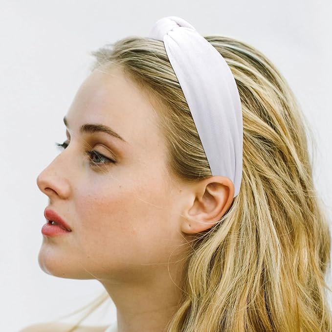 VELSCRUN White Pink Red Brown Headband Knotted Headbands for Women Headband Non Slip Wide Top Knot Head Bands Velvet Hair Bands for Womens Hair Accessories for Women Girls Gifts