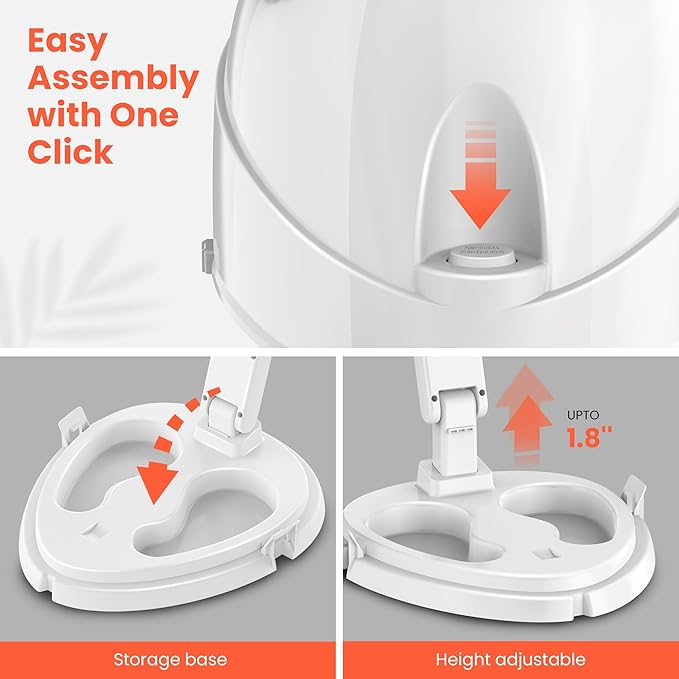 TASALON Ionic Hooded Dryer - 1875W Bonnet Dryer, 3 Heating Settings, Sit Under for Home and Salon, Portable Hair Dryer with Hood, Height Adjustable Hooded Hair Dryer- White