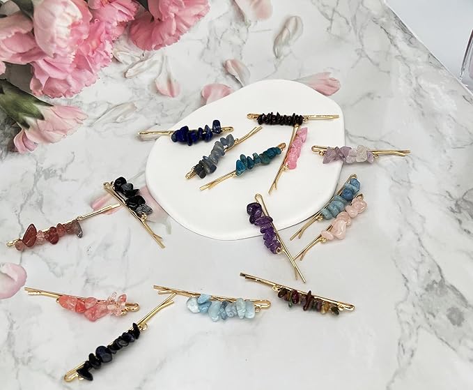 Crystal Hair Pins Gemstone Jeweled Bobby Pin Decorative Hair Accessories for Women Colorful Hairpins Set of 15