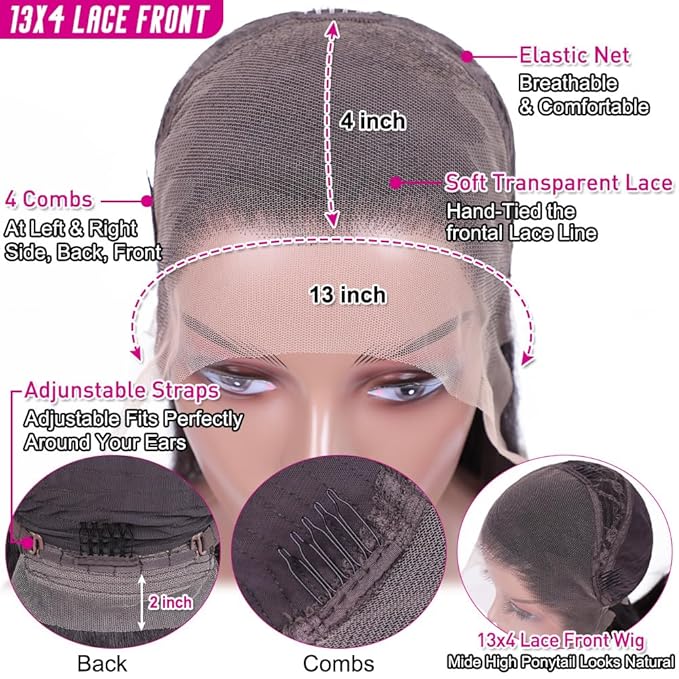 Hermosa 220% Density 30 inch HD Transparent 13x4 Lace Front Wigs Human Hair Pre Plucked 12A Glueless Straight Lace Frontal Human Hair Wig for Black Women