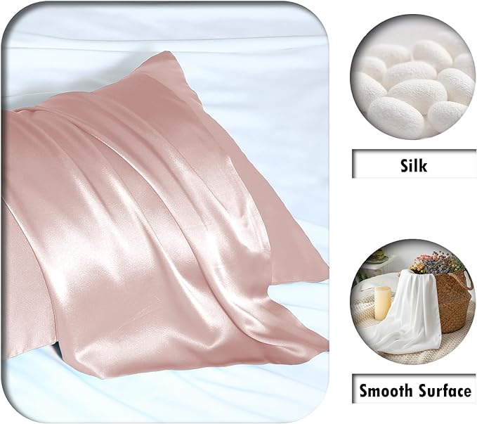 Mulberry Silk Pillow Cases for Hair and Skin King Size Silk Pillowcase with Zipper Soft Breathable Smooth Cooling Satin Silk Pillow Covers for Sleeping (Coral,20"X 36",1Pcs)