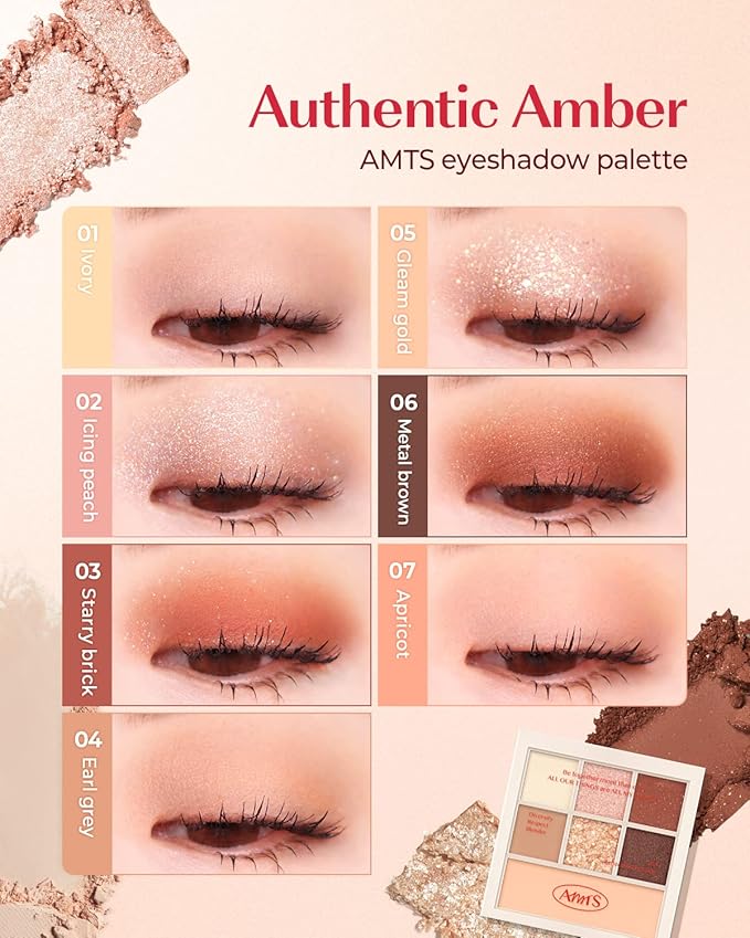 AMTS Off Sienna & Authentic Amber Eyeshadow Palettes Set, Valentine's gifts for teen girls, women | Matte Shimmer Metallic, Long Lasting