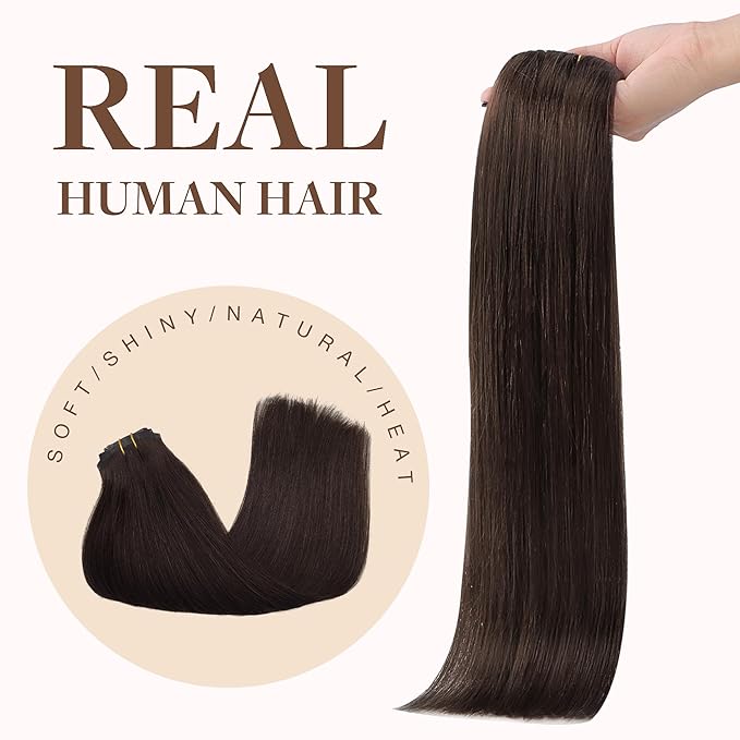 GOO GOO Clip in Hair Extensions Real Human Hair, Remy Human Hair Extensions Clip ins for Women, Natural Human Hair, 22inch 150g 7Pcs, 2A Light Brown