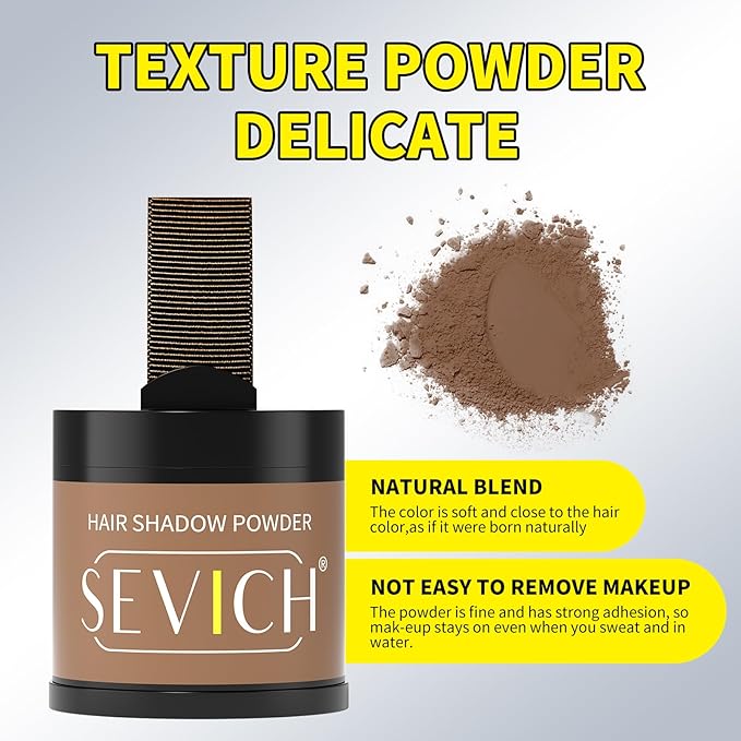 Sevich Hairline Powder 10g with Brush, Instantly Conceals Hair Loss & Thinning & Gray, 48H Waterproof Root Touch Up Powder, Natural Hair Shadow Toppers for Women & Men, 1 Box = 2.5 Boxes,Brown