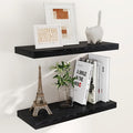 24 Inch Floating Shelves, Rustic 24 x 9 Black Floating Shelf for Wall, Black Bathroom Shelf Set of 2, Farmhouse Wood Wall Shelves for Bedroom, Kitchen, 9 Inch Deep Shelves for Home Storage