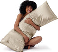 Bedsure Body Pillow Cover 20x54 Inches - Khaki Satin Similar to Silk Pillowcase for Hair and Skin, Cooling and Silky Long Body Pillow Pillowcase with Envelope Closure, Gifts for Women Men