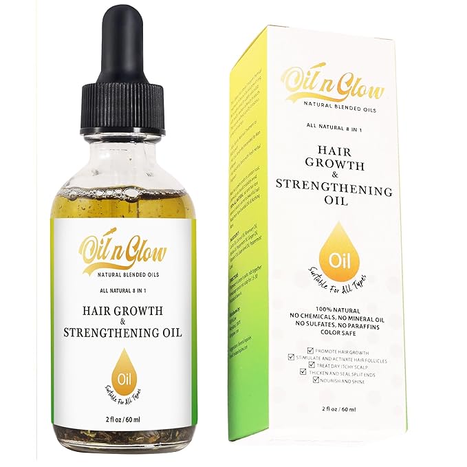 USDA Certified Organic 9 in 1 Natural Hair Growth Serum & Strengthening Oil with Rosemary, Castor, 100% Vegan Jojoba, Coconut, Grape Seed, Ginger & Scalp DHT Blocker Peppermint Oil 2 FL