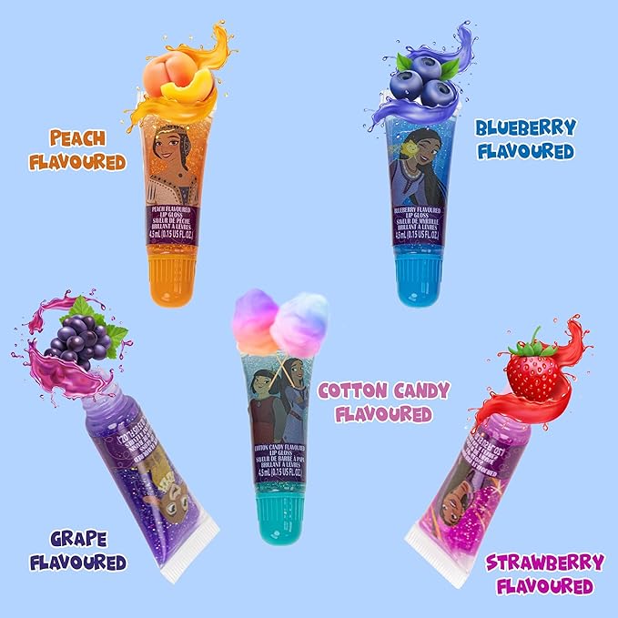 Disney Wish Sparkly Cosmetic Makeup Set for Girls with Lip Gloss Nail Polish Nail Stickers - 11 Pcs | Perfect for Parties Sleepovers Makeovers | Birthday Gift for Girls 3+ by Townley Girl