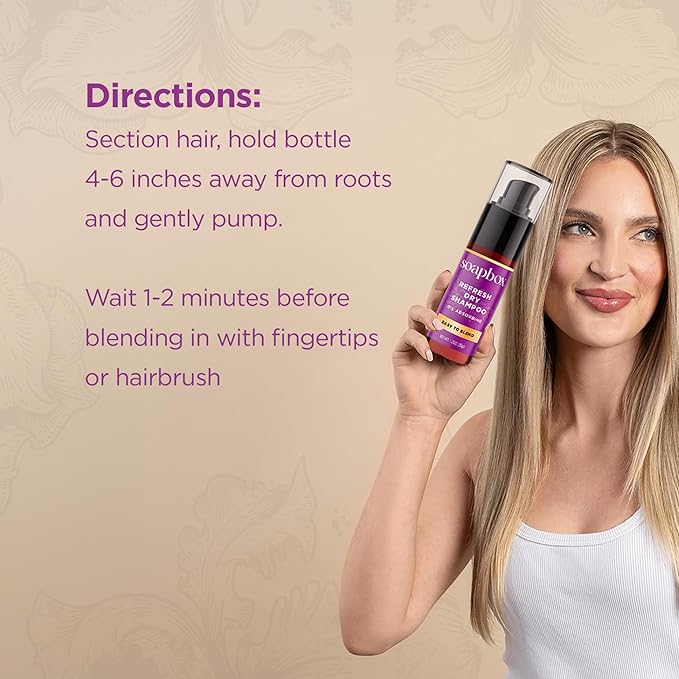 Soapbox Dry Shampoo Powder - Non Aerosol Dry Shampoo Hair Powder - Hair Volumizer with Biotin, Rice Protein & Hazel Extract - Travel Size, Non-Aerosol & Vegan - 1.25oz