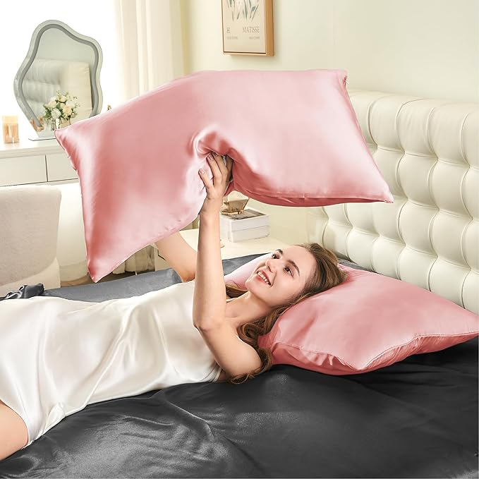INFIIXSO Mulberry Silk Pillowcase for Hair and Skin, Silk Pillow Cases King Size with Hidden Zipper 20"x40", Extraordinary Smooth and Soft Cooling Pillow Cases for Hot Sleepers(Blush Pink, 1 Pack)