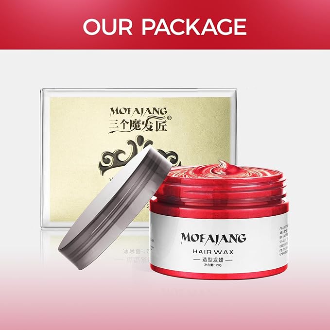EFLY 4.23 oz-Instant Hairstyle Cream Hair Pomades, Temporary Styling Hair Color Wax for Party, Cosplay, Easy Cleaning (1, Red)
