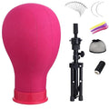 Wig Head 22 Inch Canvas Block Head Wig Stand with Mannequin Head for Wigs Making Display(22Inch, Rose)