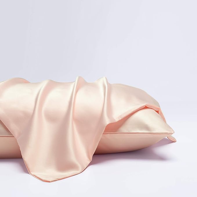 NTBAY Zippered Satin Pillow Cases for Hair and Skin, Luxury King Hidden Zipper Pillowcases Set of 2, 20x36 Inches, Pink