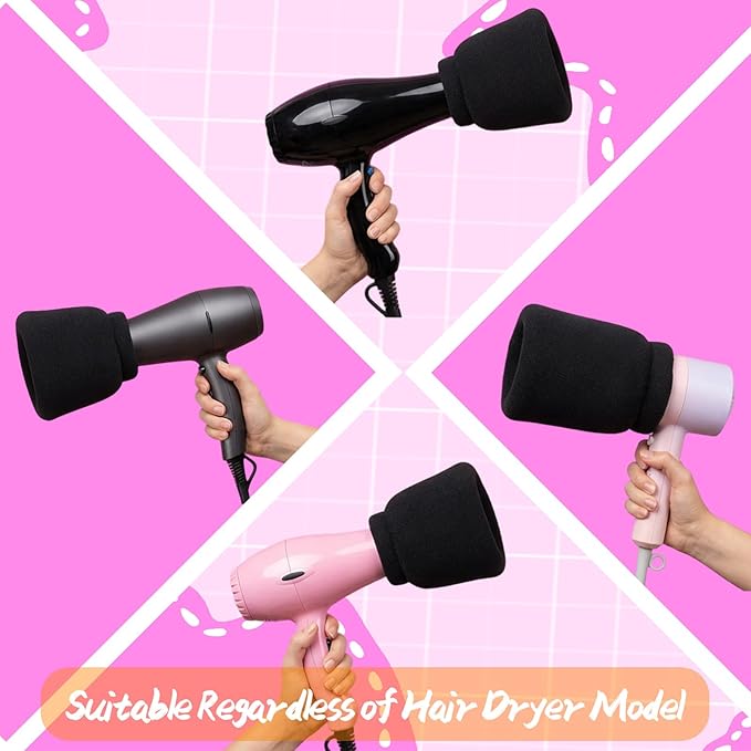 2 Pcs Sock Diffuser for Hair Dryer, 5.12 x 3.15" Universal Heat-Resistant Sponge Attachment for Curly Hair, Lightweight & Reusable Travel-Friendly Blow Dryer Diffuser Cap for Frizz Control (Black)
