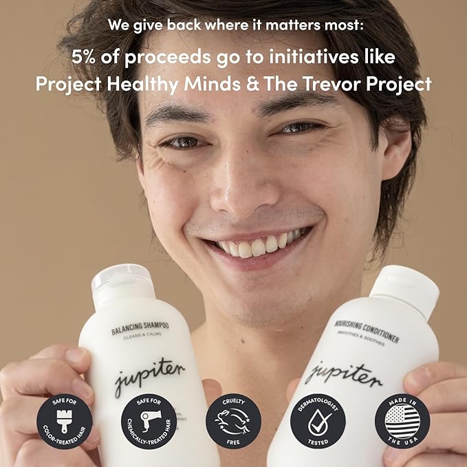 Jupiter Oil Control & Exfoliation Bundle, Anti-Dandruff Shampoo, Conditioner, Restoring Serum, & Purifying Mask for Women & Men, Dermatologist-Formulated for Flaky, Itchy, Oily, & Dry Scalp