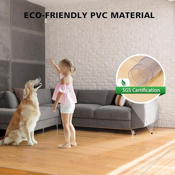 Floor Mats for Home, 8'×10' Clear Area Rug for Dining Room, Durable Non-Slip Hard Floor Living Room Rug, PVC Waterproof Rolling Chair Protector for Kitchen, Bedroom, High Traffic Areas