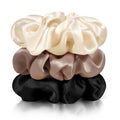 Zenssia Silk Scrunchies for Hair, Mulberry Silk Hair Ties for Women and Girls, No Damage Elastic Ponytail Holders（Black, Champagne, Coffee）