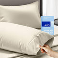 THREAD SPREAD 100% Cotton Pillowcases Standard/Queen Size Sets of 2-400 Thread Count Cotton Pillowcases, Ultra Soft Cooling Sateen Weave Pillow Cases for Sleeping, Set of 2 Pillow Covers (Ivory)
