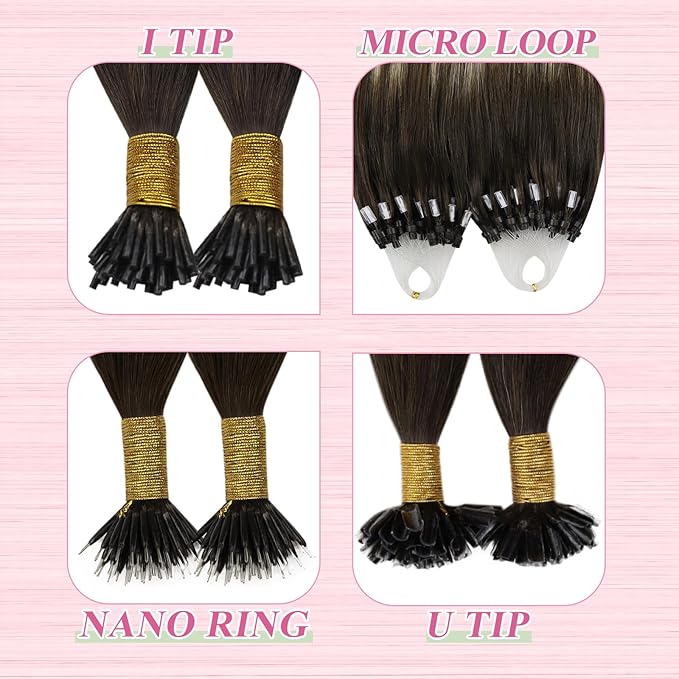 YoungSee Utip Hair Extensions Ombre Dark Brown with Ash Blonde U Tips Hair Extensions Human Hair Ombre 24In 1G/S 50G