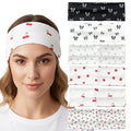 6 Pack Headbands for Women Trendy Bow Print, Cherry Thick Elastic Headbands Non Slip Fashion Head Bands for Workout Yoga Running Sport