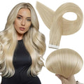Full Shine Remy Hair Extensions Real Human Hair Tape in 14Inch Seamless Tape Hair Extensions 613 Bleach Blonde Tape ins Silky Straight Hair 20pcs Double Sided Adhesive Tapes in Hair 50g for Women