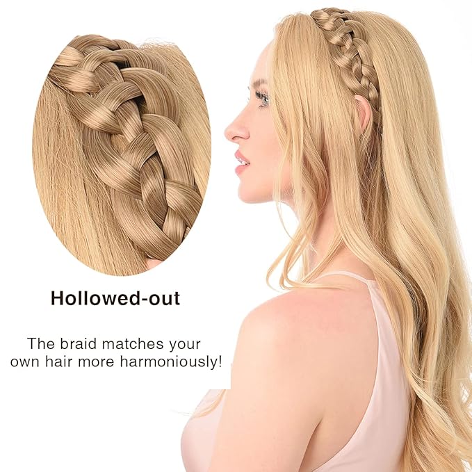 DIGUAN Hollow out Synthetic Hair Braided Headband Hairpiece Women Girl Beauty accessory for Women (Burgundy)