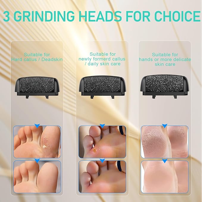 Electric Callus Remover for Feet - with Larger Grinding Head, Portable Pedicure Kit Foot File Callus Remover, Rechargeable Waterproof Foot File for Foot Care Deadskin Remover LCD Display-Black