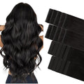 GOO GOO Invisi Edge Tape in Hair Extensions Human Hair, 1B Natural black 10pcs injected with 10pcs classical tape ins, 20inch 50g, Virgin Remy Hair, Natural Look