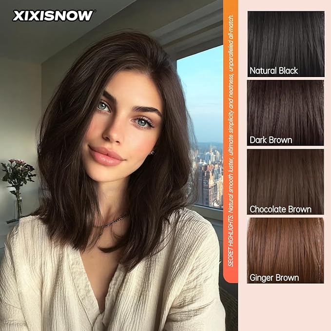 2 Pcs Clip In Hair Volumizer 8 Inch Heat Resistant Hair Pieces Thick Synthetic Extension Hairs Adding Extra Volume Hairs Extensions Clip Ins Short for Women with Thin & Fine Dark Brown
