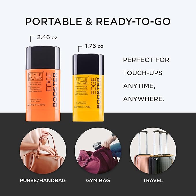 Style Factor EDGE BOOSTER Hair Wax Stick Pomade with Beeswax | Strong Hold Slick Stick for Flyaways, Edges & Baby Hair for Sleek Buns & Ponytails | Stocking Stuffers for Women Girls Teen | Sweet Peach