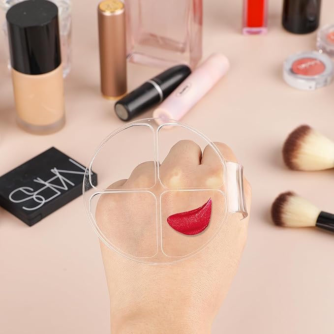 2 Pcs Makeup Hand Palette Foundation Palette Foundation Mixing Palette Hand-Held Nail Art Manicure Palette Clear Makeup Palette for Mixing Foundation Eye Shadow Nail Art