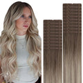 VINBAO Invisi Edge Tape in Hair Extensions Human Hair, Balayage Ash Brown Fading to Blonde and Ash Blonde Injected Tape in Extensions Seamless 40g 20pcs 14inch #8/60/18