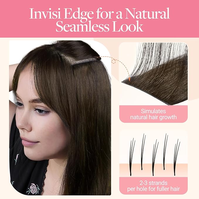 GOO GOO Invisi Edge Wide Tape in Hair Extensions,4A Chocolate Brown,4pcs 18inch 20g, Remy Human Hair,Seamless Injected Tape, Natural Look