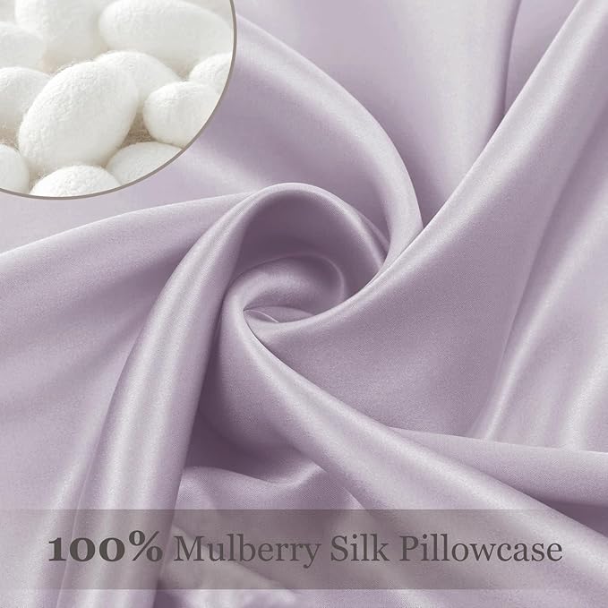 Adubor 100% Silk Pillowcase - Mulberry Silk Pillow Cases, 23 Momme 6A Grade Fibers, Silk Pillow Case for Hair and Skin Health, with Hidden Zipper (Standard 20''×26'', Grayish Purple, 1PC)