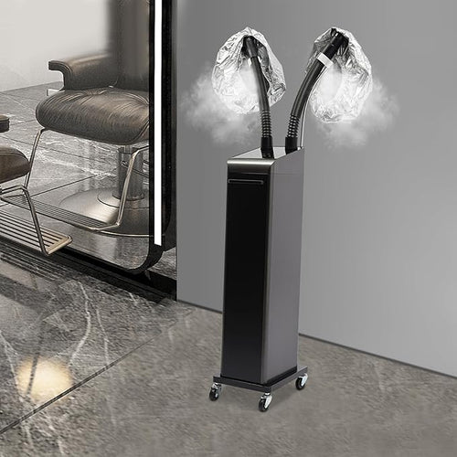 5 In 1 Heated Micro Mist Ozone Nano Hair Steamer with 2 Vaporizing Caps Professional Hair Care Scalp Care Color Oil Baking SPA Processor for Barbershop, Salon, Temperature/Time/Mist Volume Adjustable