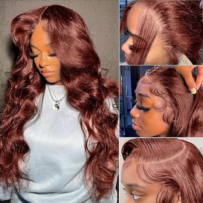 30 Inch Ginger Wig Human Hair 13X4 HD Transparent Lace Front Wigs Human Hair Pre Plucked with Baby Hair Chestnut Brown #33 Human Hair Wigs For Women