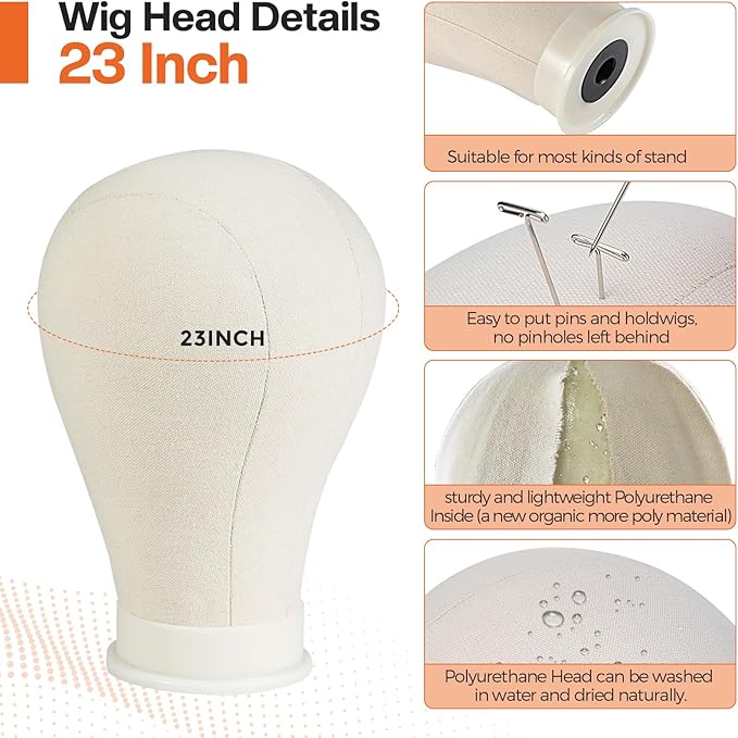 Neverland Beauty & Health 23 Inch Wig Head, Wig Stand Tripod with Head, Wig Head Stand with Mannequin Head for Wigs, Wig Stand with Head, Adjustable Tripod Manikin Head Set for Cosmetology(White)