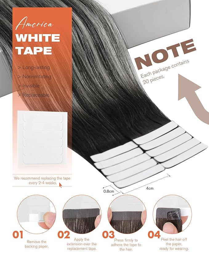 Sunny Hair Tape in Hair Extensions Real Human Hair Invisible Remy Hair Extensions Tape ins for Women Natural Black Roots to Silver Grey Balayage 20 inch 20Pcs 50G
