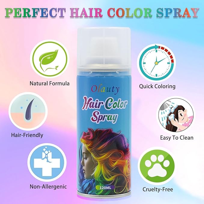 Gray Hair Dye Temporary Hair Color Spray for Kids Women, Temporary Hair Dye Spray Washable Hair Color Wax Non-Sticky For For Cosplay DIY, Party, Christmas, Halloween (Gray)