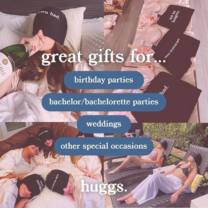 Huggs Migraine Relief Cap - Down Bad - Cooling Gel Head Wrap, Cold Compress Cap for Headache, Stress, & Tension