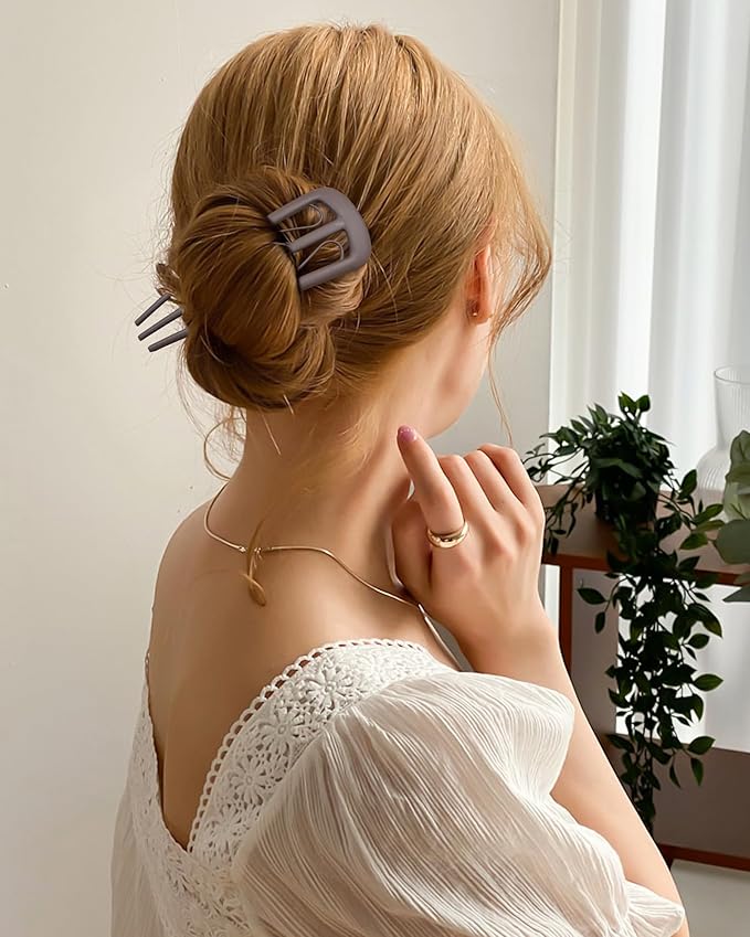 6 PCS French Hair Pins for Women, U-Shaped Hair Forks Stick for Bun Updo Chignons & French Twists, Strong Hold 3 Internal Teeth Hair Chopsticks Styling Accessories