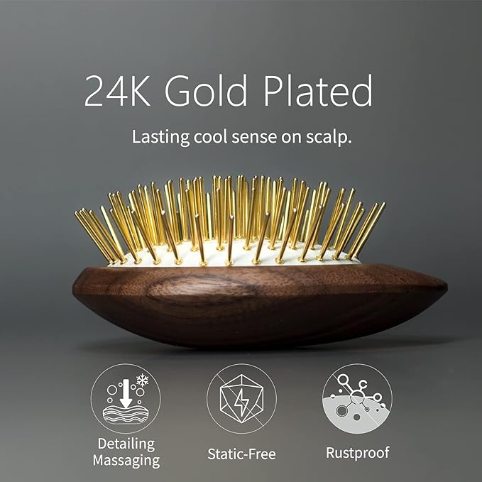 Uffy Acubrusher – 24K Gold-Plated Gua Sha Hair Brush - Ergonomic Scalp Massager for Dandruff & Hair Growth, Suitable for All Hair Types - Ideal Gift Choice in Sky Blue