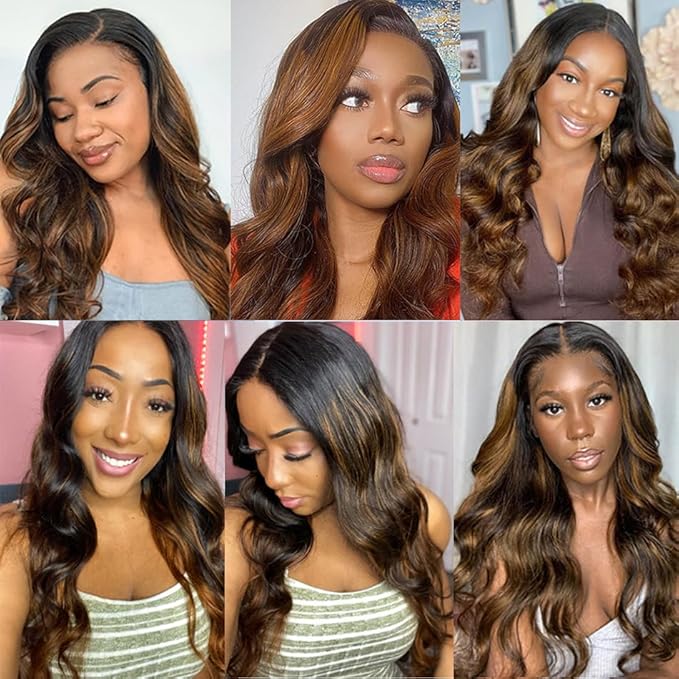 28 30 32 Inch Highlight Human Hair Bundles P1B30 Body Wave Bundles Niegmeag Hair Grade 8A Brazilian Virgin Remy Hair Extensions Double Weft Real P1B30 Hair Weave